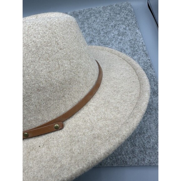 Pengcheng Womens Fedora Trilby Hat Camel Wool Blend Buckle Band Boho One Size - Picture 3 of 9